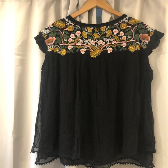 SEEN WORN KEPT Anthropologie Embroidered Bethany Blouse Top - Picture 2 of 7